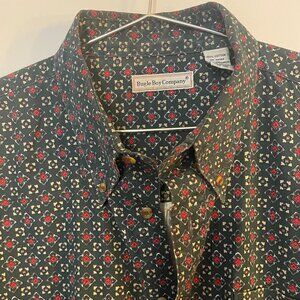 Bugle Boy Company Printed Cotton Shirt – Men’s XL – Dark Green Vintage Print